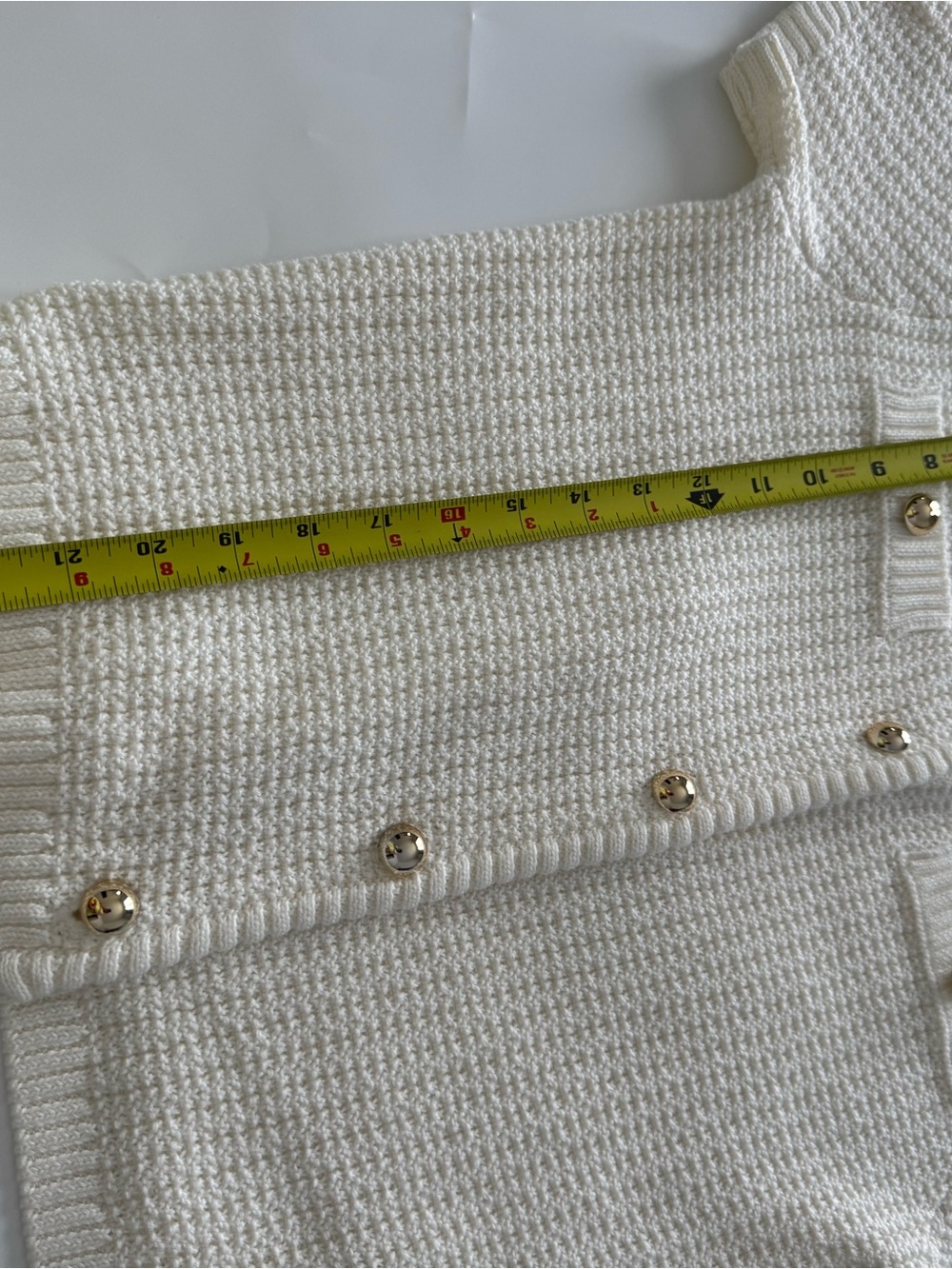 French Connection Cream Short-Sleeve Button Knit Cardigan - Picture 6 of 7